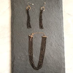 Black + gold choker & earrings